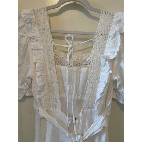 Free People Size S White Now & Forever Endless Summer Maxi Dress Puff Sleeve - Picture 4 of 14